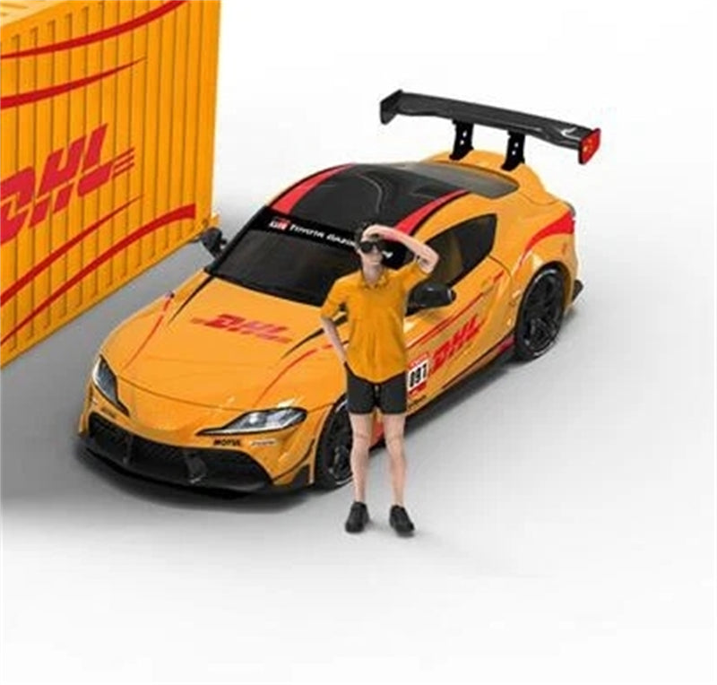 TimeMicro Toyota Supra A90 Orange DHL Livery w/ Figure Version Limited Edition 999PCS ONLY 1:64 car Pre-built Model view2