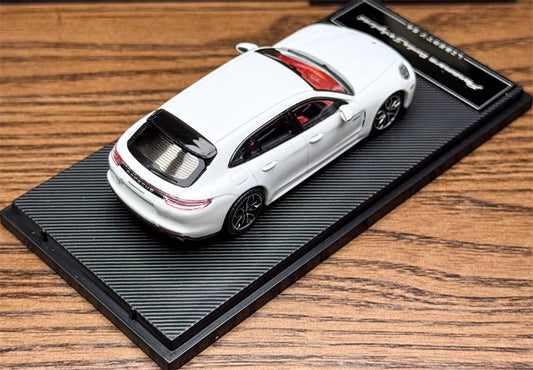Liberty 64 Porsche Panamera Turbo S pearl white w/ Figure and wheels 1:64 Car Pre-built Airliner Model Display view2