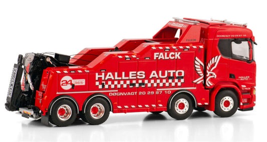WSI SCANIA R NORMAL CR20N 8X4 Falck FALKOM Halles Auto 1:50 Truck Pre-built Model