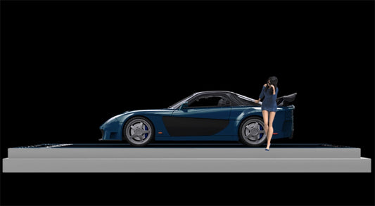 TIMEMICRO Mazda RX-7 Veilside Black Blue w/ Figure Limited Edition 999PCS ONLY 1:64 Car Pre-built Model view2