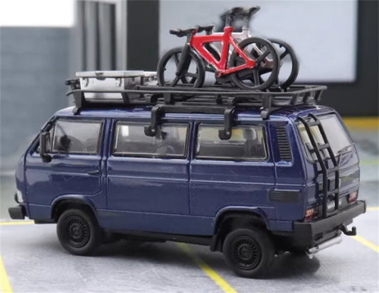 Master Volkswagen T3 Van Blue with Accessories 1:64 Car Pre-built Airliner Model Display view2