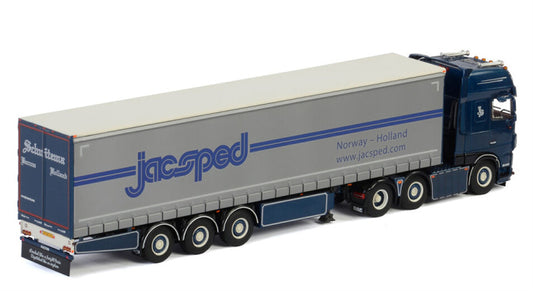 WSI DAF XF SUPER SPACE CAB MY2017 6x2 TWIN STEER CURTAINSIDE / TAUTLINER TRAILER - 3 AXLE Schuitema jacsped 1:50 Truck Pre-built Model
