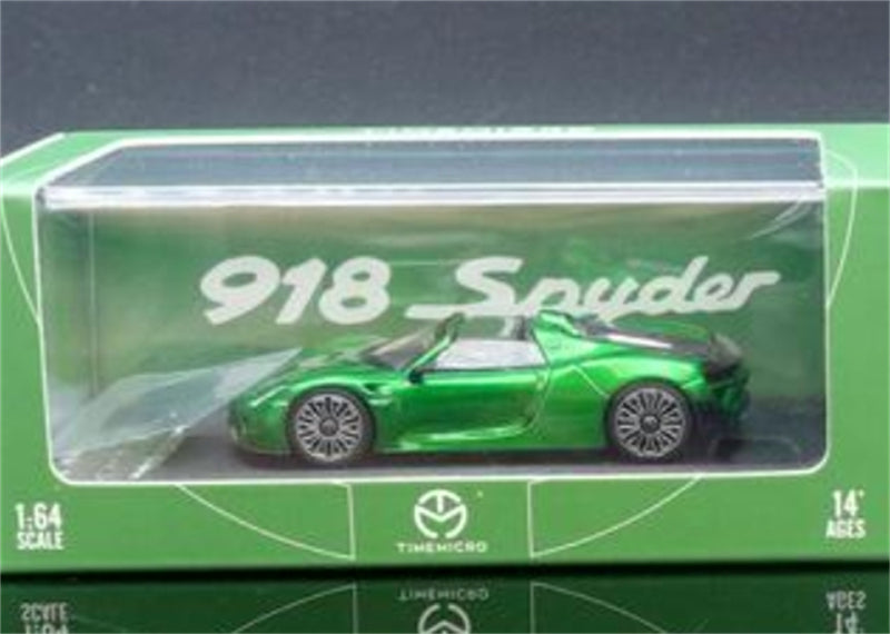 TimeMicro Porsche 918 Spyder Metallic Green Regular Version Limited Edition 999PCS ONLY 1:64 car Pre-built Model view6