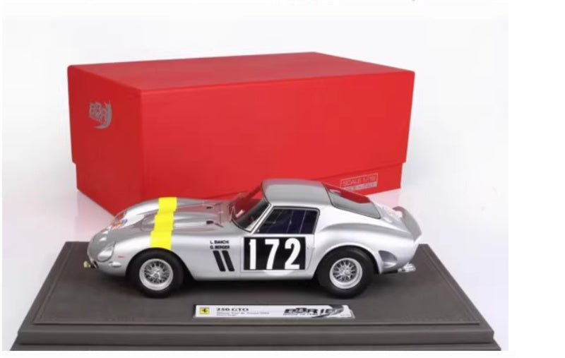 BBR MODELS Ferrari 250 GTO Tour DE France 1964 Winner #172 silver Limited Edition 158PCS ONLY Leather base 1:18 Car Pre-built Model view6