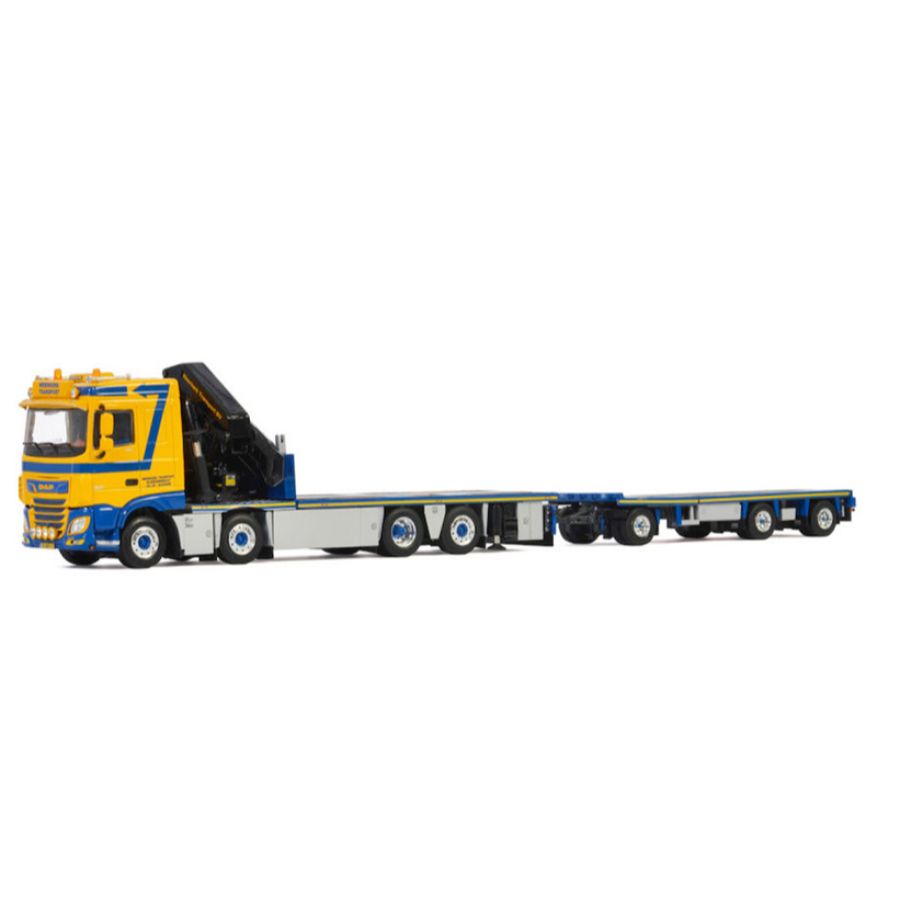 WSI DAF XF SPACE CAB MY2017 8X2 TAG AXLE RIGED COMBI FLAT BED-7 AXLE PALFINGER PK 65002 SH JIB MEERKERK 1:50 DIECAST Truck