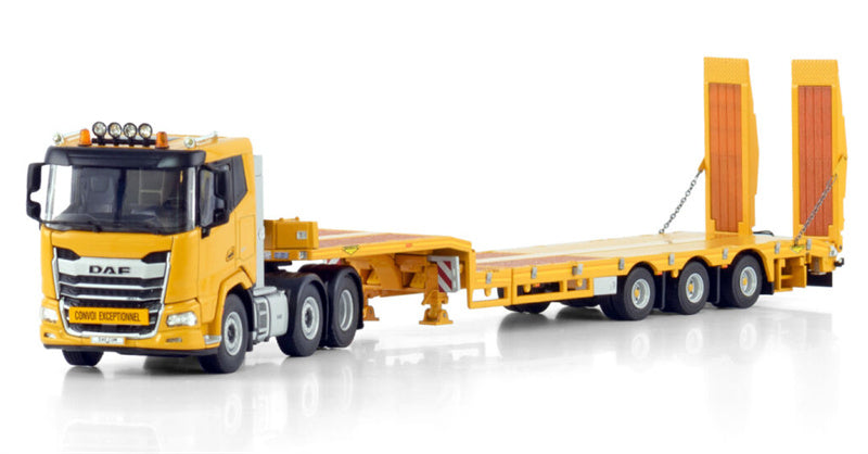 1:50 WSI DAF XF SL 6X2 TWIN STEER SEMI LOW LOADER WITH RAMPS