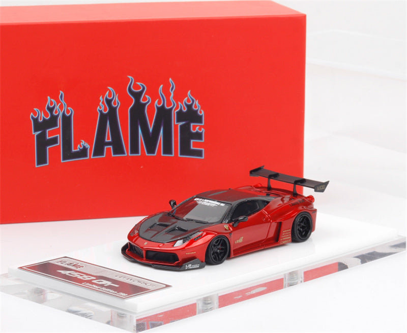 Flame Ferrari 458 GT LBWK wide body modified car Limited Edition 299PCS ONLY Red 1:64 Car Pre-built Model view6