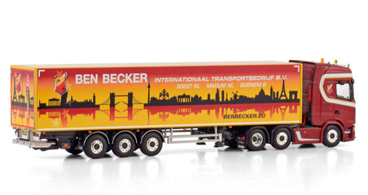 1:50 WSI SCANIA S CS20H 6X2 TAG AXLE BOX TRAILER Ben Becker