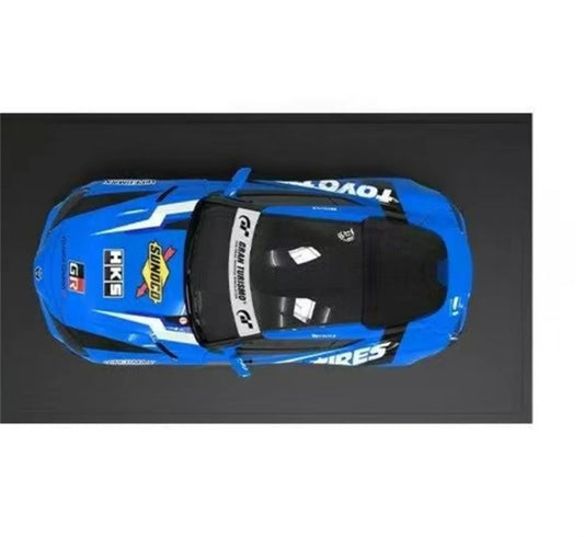 AURORA MODEL Toyota Supra A90 Blue HKS Regular Version Oriental Tires 1:64 car Pre-built Model view2