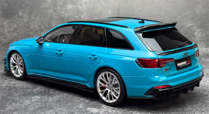 Kiloworks AUDI RS4 Avant Darwin Pro Flowing Blue 1:18 Car Pre-built Model