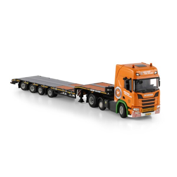 1:50 SCANIA HOLTROP VD VLIST R CR20H 6X2 SEMI LOW LOADER 4 AXLE WSI Orange Diecast Model