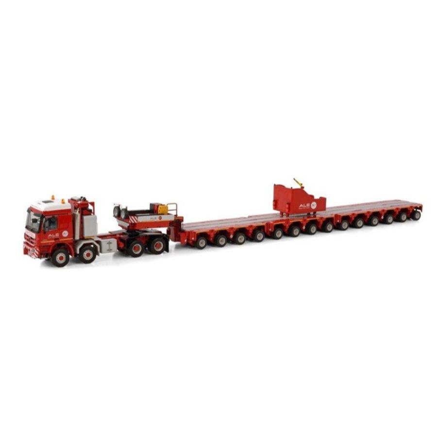 MAMMOET ALE MB ACTROS 8X8 WITH BALLASTBOX + 14 AXLE SCHEUERLE SET 1:50 DIECAST Truck Lorry