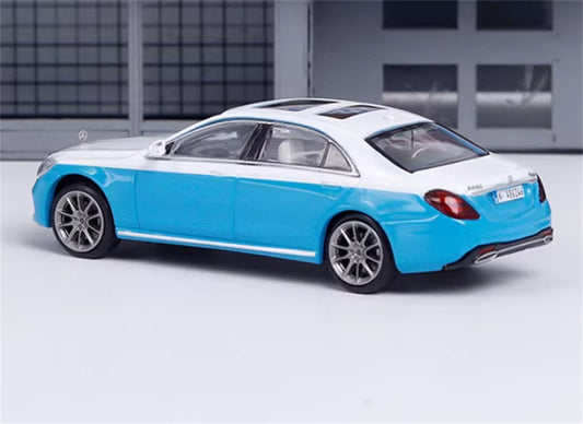 Master Mercedes Benz S-Class S450 W222 White blue dual color 1:64 Car Pre-built Airliner Model Display view2