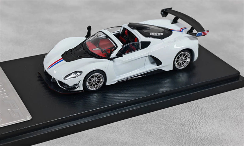 Rhino Model Hennessey Venom F5 Limited Edition 999PCS ONLY White w/ Figure 23# 1:64 Car Pre-built Model view9