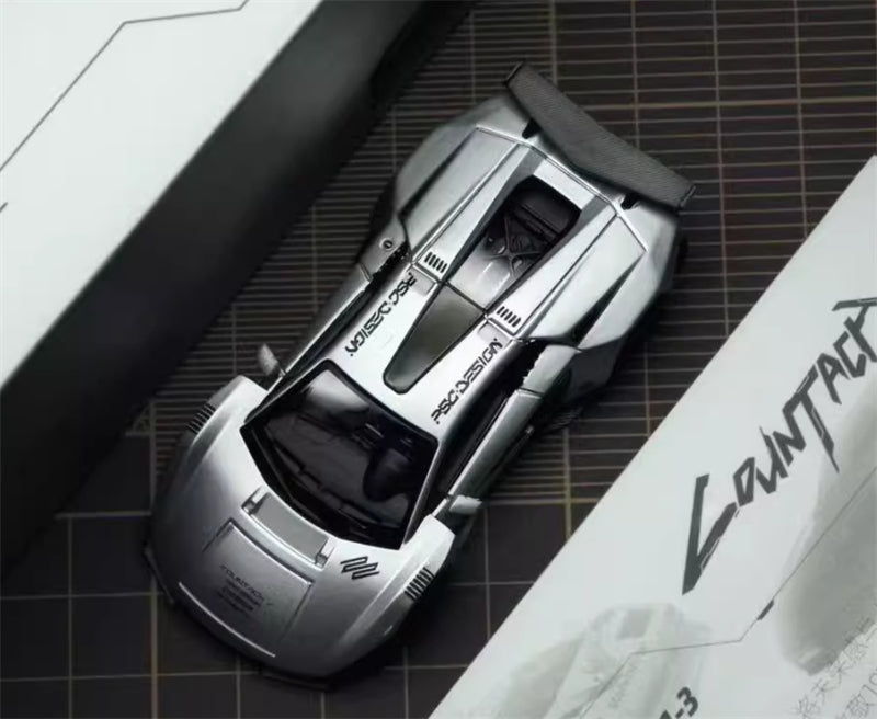 TIMEMICRO Lamborghini Countach Silver PSC Design 1:64 Car Pre-built Model view10