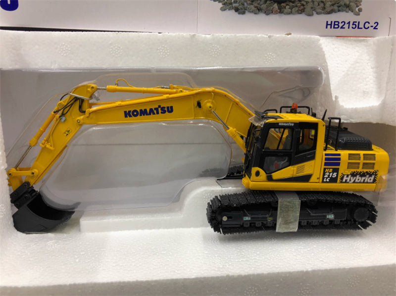Universal Hobbies Komatsu HB215LC-2 Hybrid Excavator Yellow 1:50 Truck Pre-built Model
