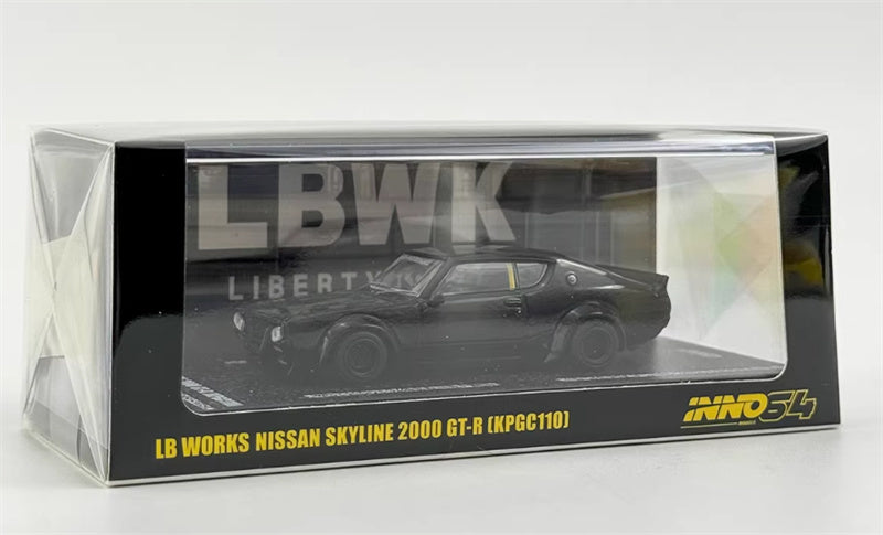 INNO64 Nissan Skyline 2000 GT-R KPGC110 Black 1:64 car Pre-built Model view6