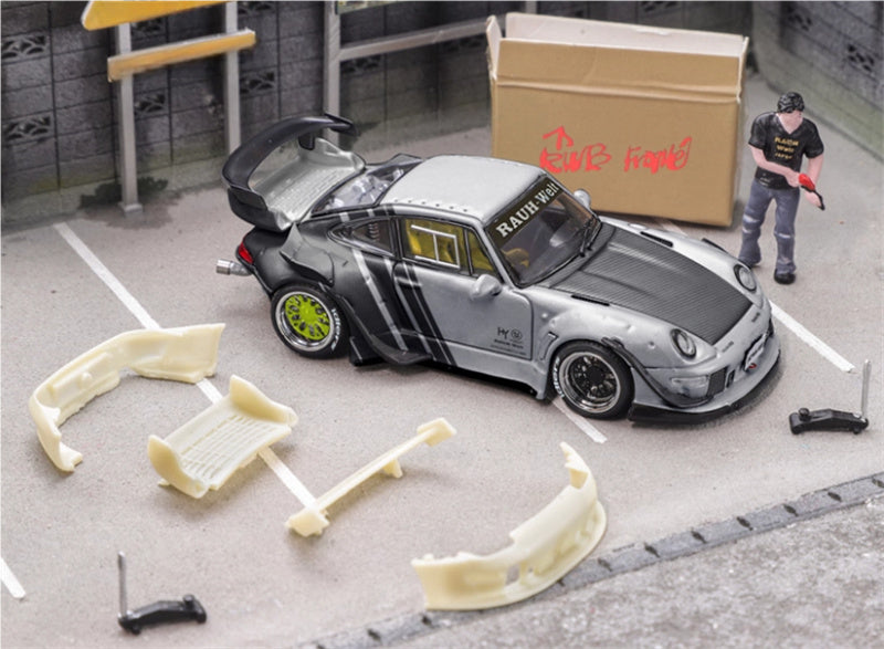 Star Model Porsche RWB 993 GT Tail Wing Edition w/ Figure (Accessories package+jack) 1:64 Car Pre-built Model view4