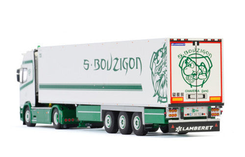 WSI SCANIA S HIGHLINE CS20H 4X2 REEFER TRAILER S. BOUZIGON 1/50 Truck Pre-built Model