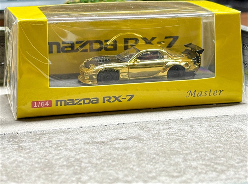 Master Mazda RX-7 FC3S Rocket Runny Pandem gold plating Black cover Limited Edition 1:64 Car Pre-built Airliner Model Display view8