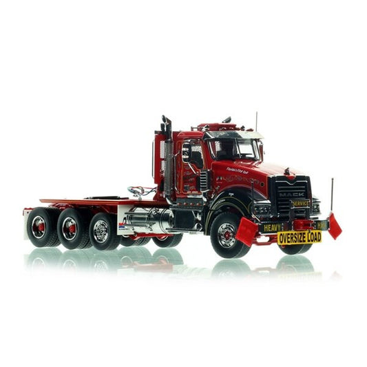 1:50 Mack DeBerardinis 2011 Titan 117 Tri-Axle Heavy Haul Replicas Red Diecast Model