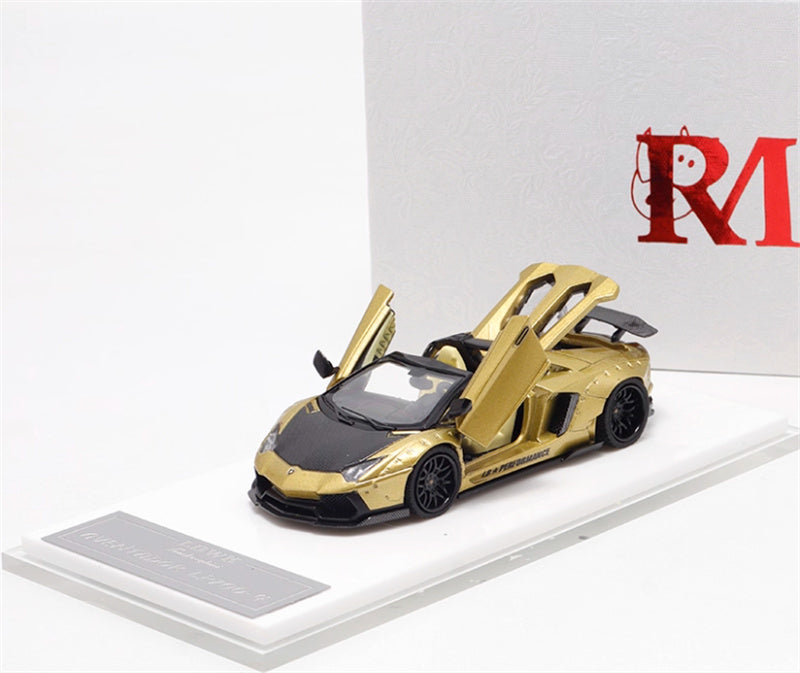 Rhino Model Lamborghini Aventador LP700-4 LBWK Convertible gold Limited Edition 499PCS ONLY 1:64 Car Pre-built Model view5