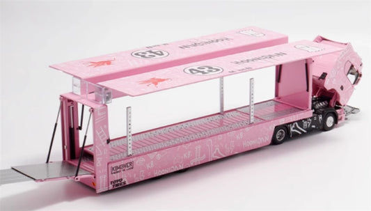 Max well Scania S730 double decker transport vehicle Pink 1:64 Truck Pre-built Model