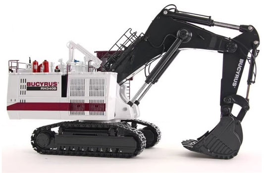 BYMO Bucyrus RH340B mining excavator backhoe White Black 1:50 Truck Pre-built Model