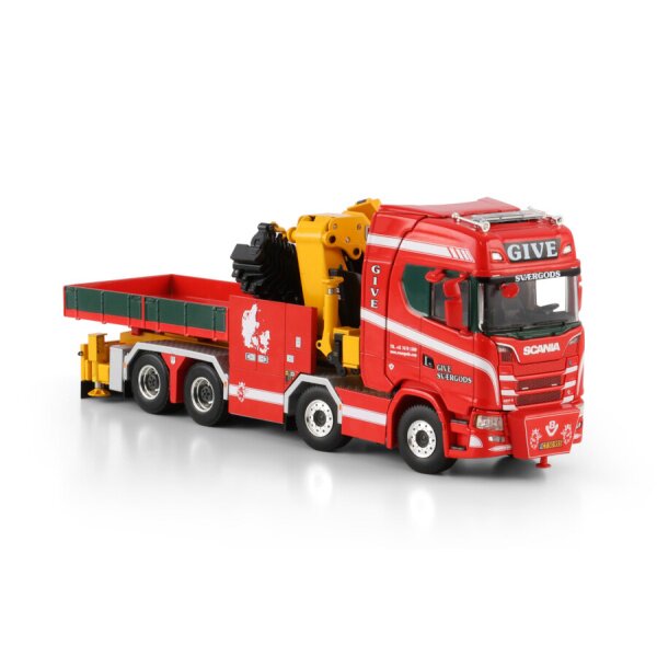 1:50 SCANIA GIVE S CS20H 8X4 PK 165.002 TEC 7 + JIB DEMOUNTABLE BODY WSI Red Diecast Model