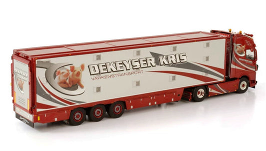 WSI VOLVO FH4 GLOBETROTTER XL 4X2 LIVE STOCK TRAILER - 3 AXLE DEKEYSER KRIS 1:50 Truck Pre-built Model