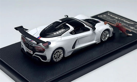 Rhino Model Hennessey Venom F5 Limited Edition 999PCS ONLY White w/ Figure 23# 1:64 Car Pre-built Model view2