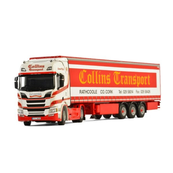 1:50 SCANIA COLLINS TRANSPORT R HIGHLINE CR20H CURTAINSIDE TRAILER 3 AXLE WSI DIECAST Model