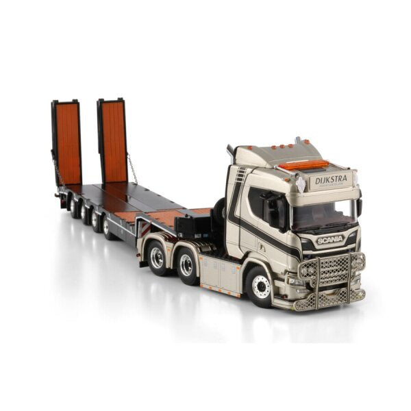 1:50 SCANIA DIJKSTRA R CR20N 6X2 SEMI LOW LOADER W/ RAMPS 4 AXLE WSI Diecast Model