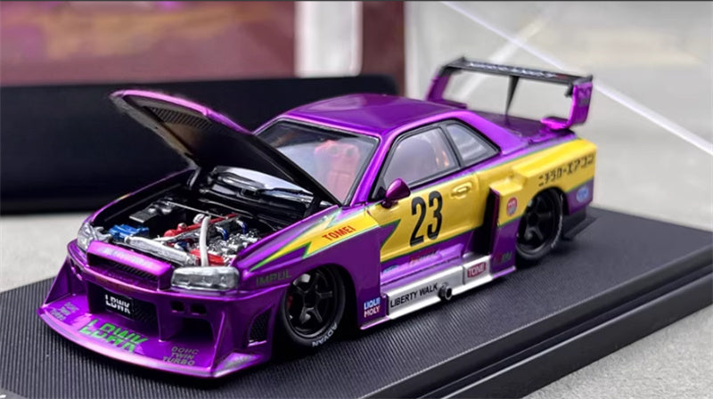 SW Nissan Skyline LBWK ER34 Electroplated Lightning Purple Limited Edition 499PCS ONLY 1:64 car Pre-built Model view8