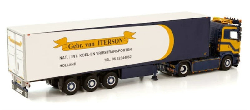 WSI SCANIA R5 FLAT ROOF 4X2 REEFER TRAILER - 3 AXLE GEBR. VAN ITERSON 1:50 Truck Pre-built Model
