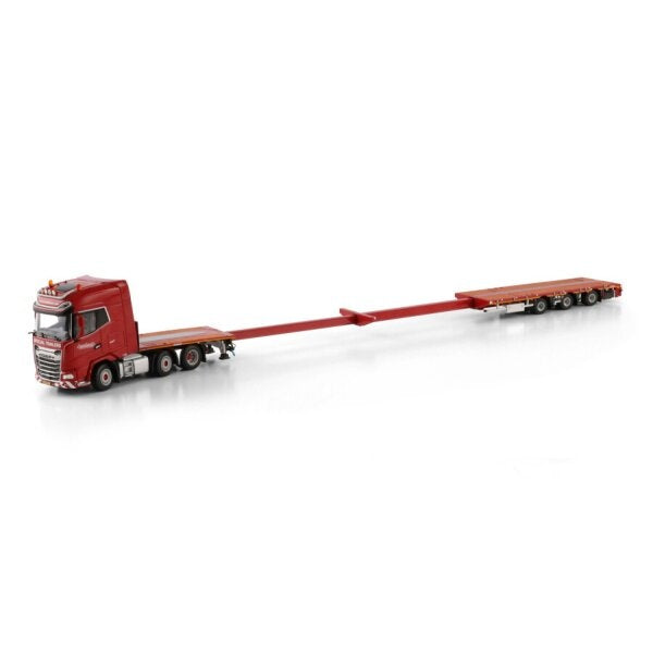 1:50 DAF NOOTEBOOM RED LINE XG + MY25 6X2 FLATBED MEGA TRAILER 3 AXLE WSI Red Diecast Model