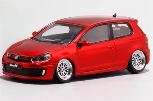 Max well Volkswagen Golf GTI 6th generation Red BBS wheel low stance 1:64 Car Pre-built Airliner Model Display view2