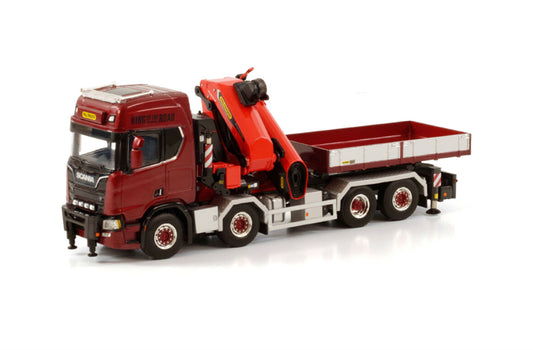 WSI SCANIA R HIGHLINE CR20H 8x4 SWAP BODY WITH PALFINGER PK 135.002 TEC7 + JIB Premium Line 1:50 DIECAST Crane Truck