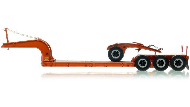 1:50 Talbert 1960s 60-Ton Cableneck Lowbed w/ Single-Axle Dolly Heavy Haul Replicas Orange Diecast Model