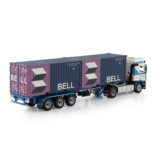 1:50 VOLVO TAALE TRANSPORT 4X2+2X20FT CONTAINER WSI DIECAST Model