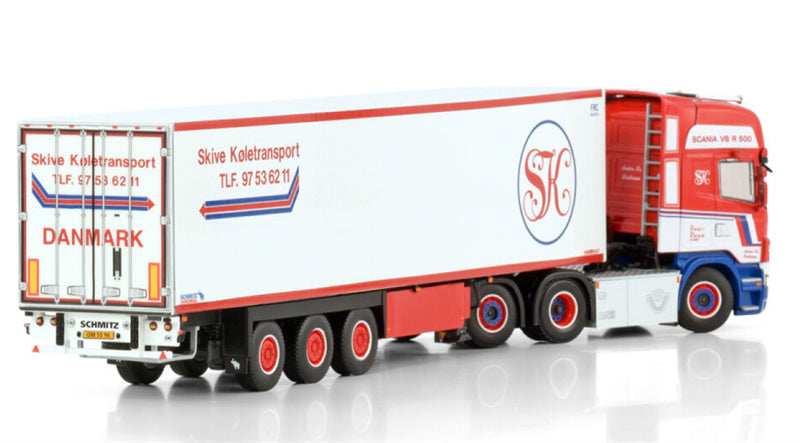 WSI SCANIA R5 TOPLINE 6X2 TAG AXLE REEFER TRAILER - 3 AXLE Skive Koletransport 1:50 Truck Pre-built Model