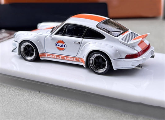 FAST & SPEED Porsche RWB 964 Duck Wing White - Gulf Limited Edition 499PCS ONLY 1:64 Car Pre-built Model view2