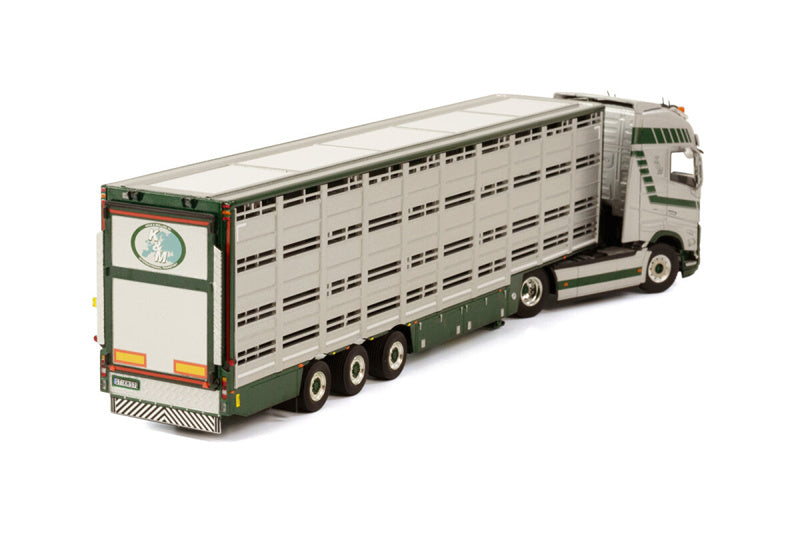 WSI VOLVO FH5 GLOBETROTTER XL 4X2 LIVE STOCK TRAILER - 3 AXLE KEUS & MOLLINK 1:50 Truck Pre-built Model