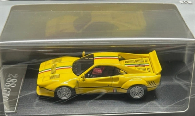 Hone Model Ferrari 288 GTO Yellow w/ Stripe Widebody 1:64 car Pre-built Model view8
