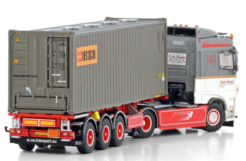 WSI DAF XF SPACE CAB MY2017 4X2 CONTAINER TRAILER - 3 AXLE + 30FT BULKCONTAINER De Kraker Bertschi 1:50 Truck Pre-built Model