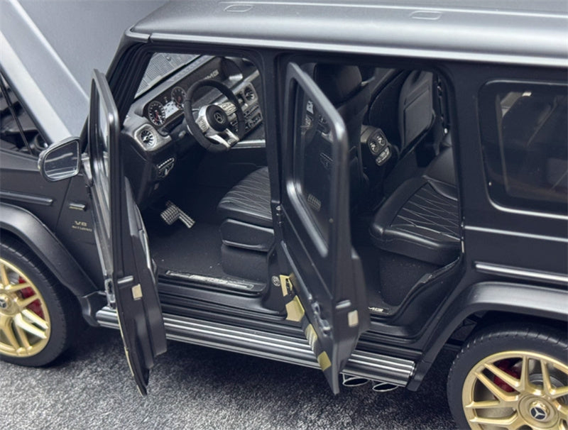 Almost Real Mercedes AMG G63 Grand Edition 2024 Dumb Black Gold Black interior with gold wheels 1:18 Truck Pre-built Model view12