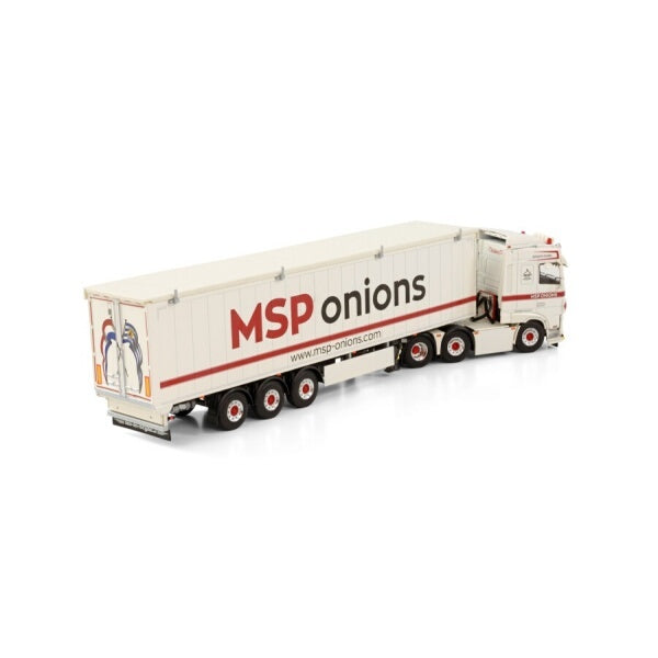 1:50 DAF MSP ONIONS MY2017 6X2 TRAILER / CARGO FLOOR 3 AXLE WSI White Diecast Model