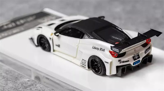 Flame Ferrari 458 GT LBWK wide body modified car Limited Edition 299PCS ONLY White Black Top noctilucent 1:64 Car Pre-built Model view2