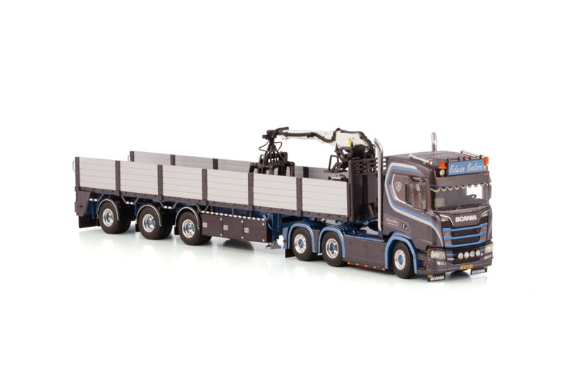 WSI SCANIA R NORMAL CR20N 6X2 TAG AXLE BRICK TRAILER - 3 AXLE EDWIN SALARI 1:50 Truck Pre-built Model