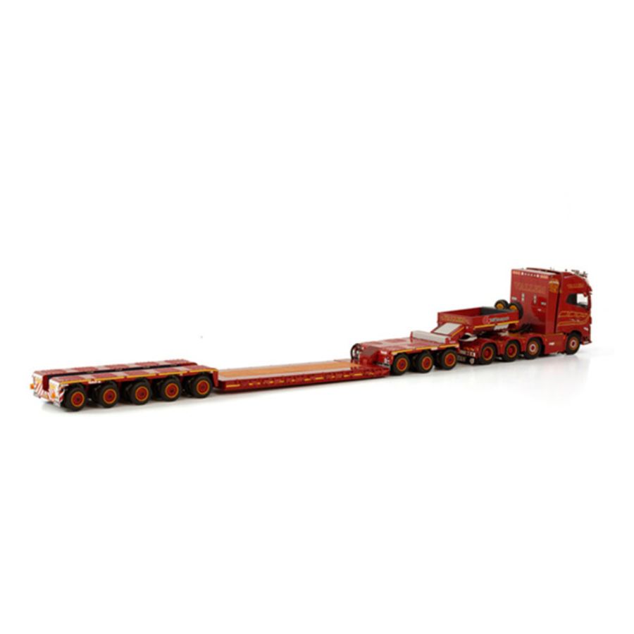 WSI VOLVO FH5 GLOBETROTTER XL 8X4 LOWLOADER - 5 AXLE + DOLLY 3 - AXLE VALLEM 1:50 DIECAST Truck Lorry